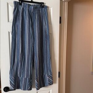 Free People Blue Striped Wide Leg Pants